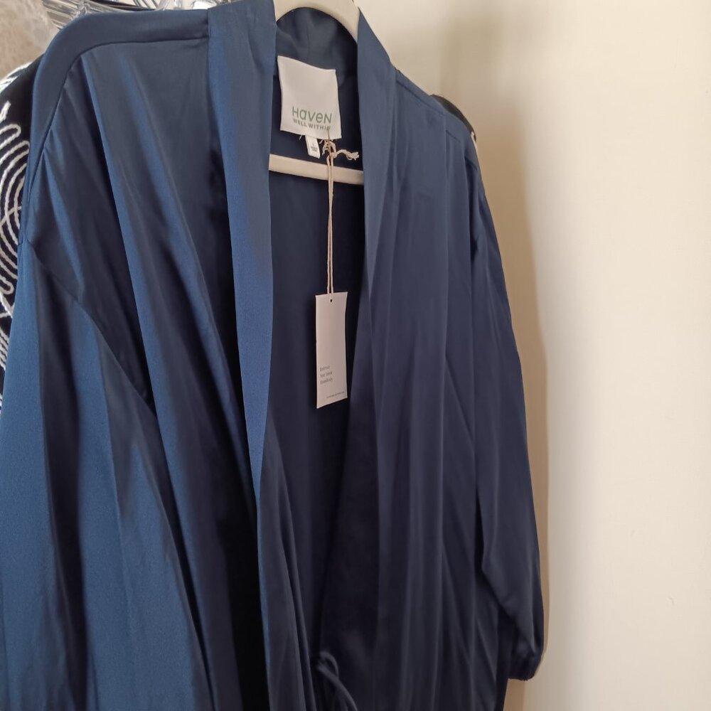 NWT Navy Blue Silk Robe or Dress Knee Length (Washable)